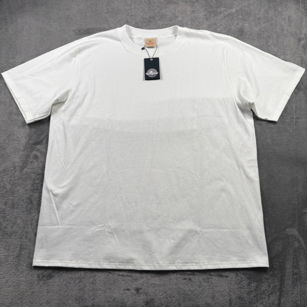 Goodwear Shirt Mens 2XL White Cotton Crew Neck Short Sleeve Pullover Made in USA